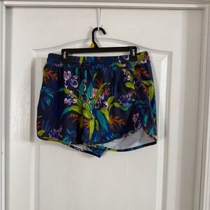 Columbia Women’s Blue Floral Drawstring Shorts Sz L. MH-196